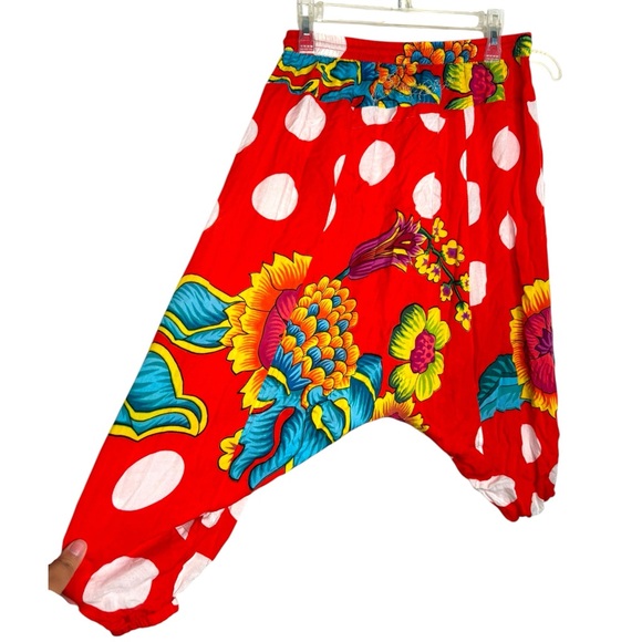 Desigual women harem large pants red floral wavy relaxed fit‎ - Picture 3 of 9